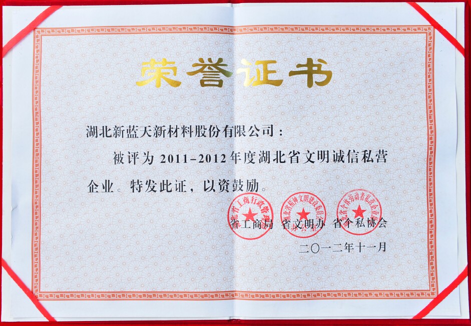 Civilized and Honest Private Enterprise in Hubei Province